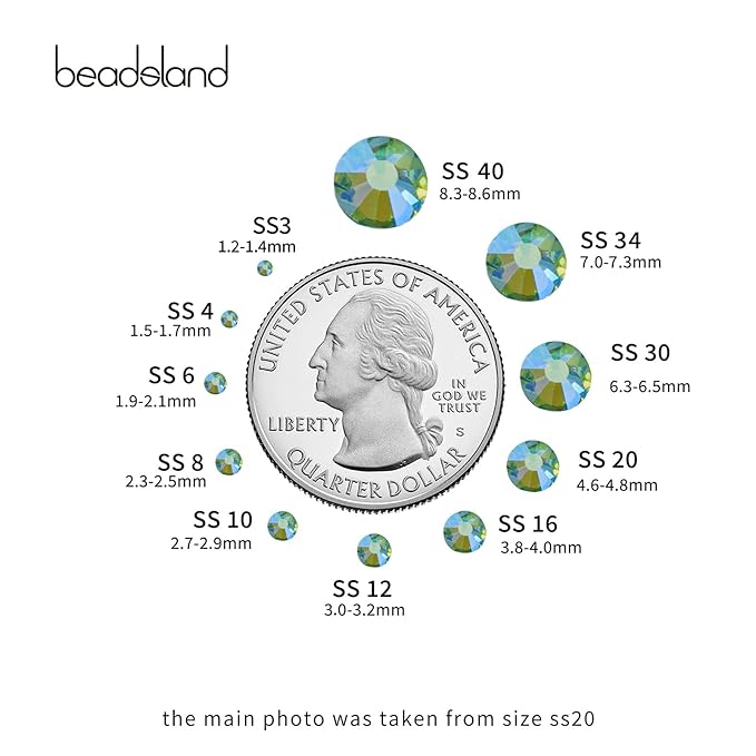 Beadsland 1440 Pieces Flat Back Crystal Rhinestones Round Gems,Peridot AB,SS20,4.6-4.8mm