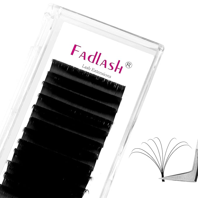 FADLASH Easy Fan Lash Extensions Volume Eyelash Extensions 0.05 0.07mm Easy Fanning Volume Lashes C D DD Curl Self Fanning Lash Extensions 8~20mm Length (0.07-D, 14mm)