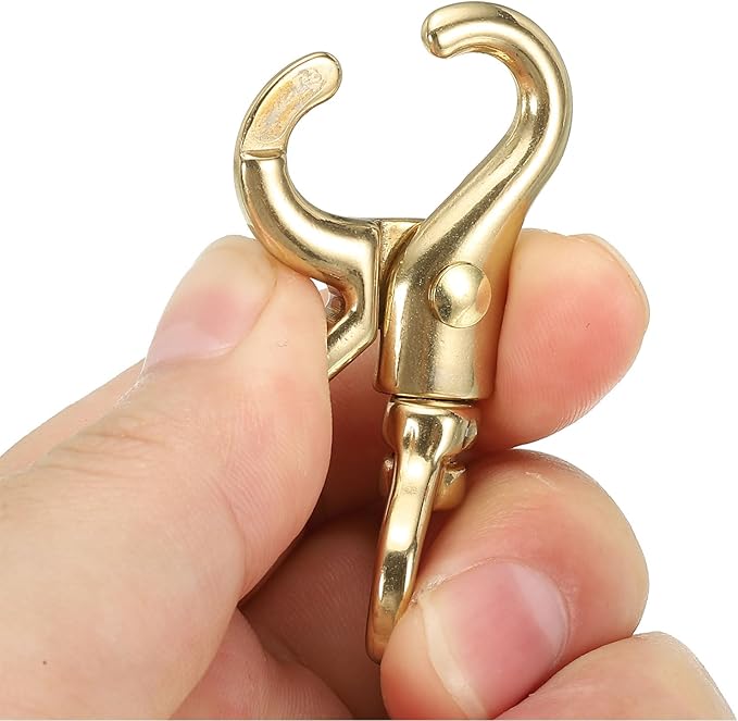 PATIKIL Lobster Clasp Keychains, 4 Pack 3/4 Inch Pure Brass Oval Lobster Clasps Swivel Trigger Snap Hook Purse Lanyard Clips for DIY Leather Craft