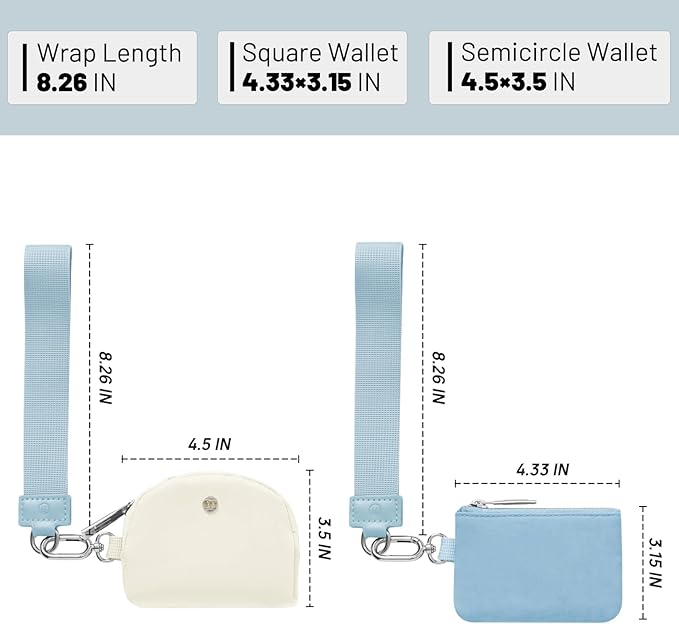 Keychain Wallet Mini Zip Around Wristlet Wallets for Women Detachable Dual Pouch Wristlet Portable Coin Purse Small Wallets