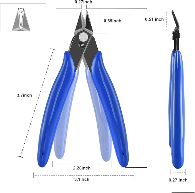 5 Inch Micro Flush Cutter, 5Pack Small Wire Cutters Spring Loaded Cutting Pliers, Wire Cutters for Jewelry Making, Soft Copper Wire, Floral, Electronics, Model Craft, Heating Wire, 3D Print