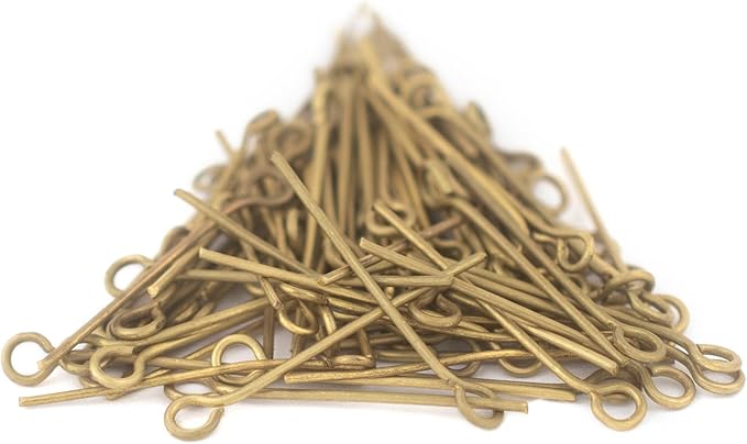 The Bead Chest Brass 21 Gauge 1 Inch Eye Pins (Approx 100 Pieces)