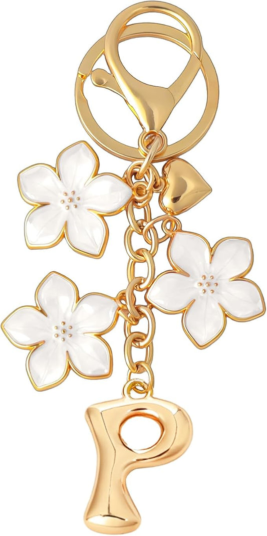 Snycler Bubble Initial Keychain Graceful Flower for bags car remote–A-Z Letter Charms for Women