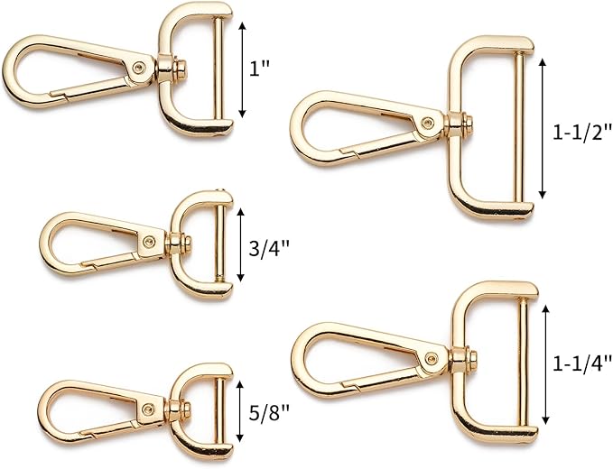 4PCS Detachable Snap Hook Swivel Clasp with Screw Bar, Multiple Sizes Hardware for Changing Bag Straps,Gold1