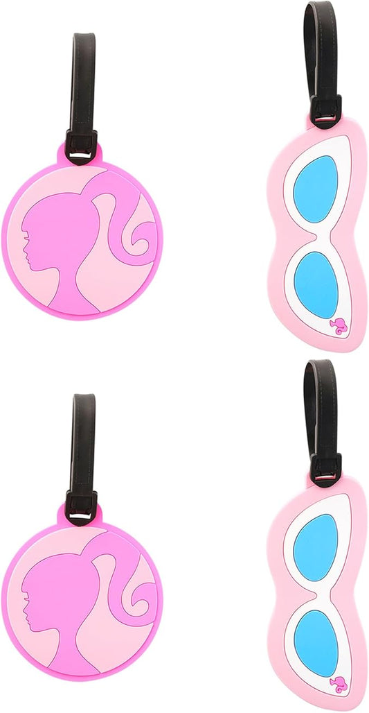 Barbie Luggage Tags 4 Pack Official License, PVC Barbie Bag Tags, Suitcase Tags, and Travel Tags for Luggage and Backpacks