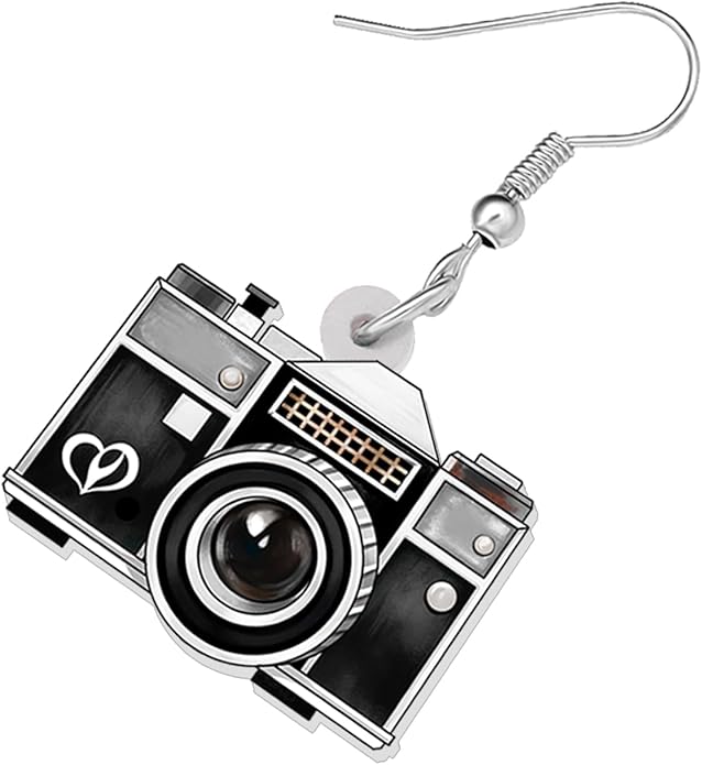 Acrylic Camera Earrings 80s 90s Camcorder Vintage Dangle Lightweight Jewelry Retro Digital Photography For Women Charm Gifts