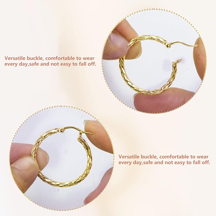 14K Gold Earrings for Women Weave Design 14K Gold Hoop Earrings Classic & Timeless Everyday Luxury Earring Mother’s Day Gifts