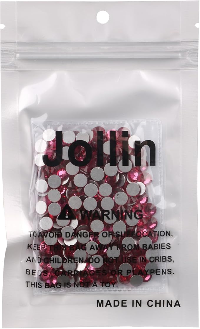 Jollin Glue Fix Flatback Rhinestones Glass Diamantes Gems for Nail Art Crafts Decorations Clothes Shoes 6.4mm (ss30 288pcs, Rose)