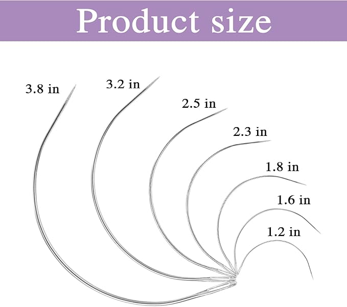 14PCS Curved Needles Sewing 7 Sizes C-Type Weaving Upholstery Needle with Sharp Tips Heavy-Duty Hand Sewing Repair Needles for Carpet Canvas Repairing Blocking Knitting Modelling Crafts(14)