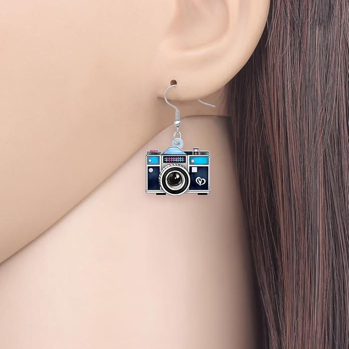 Acrylic Camera Earrings 80s 90s Camcorder Vintage Dangle Lightweight Jewelry Retro Digital Photography For Women Charm Gifts