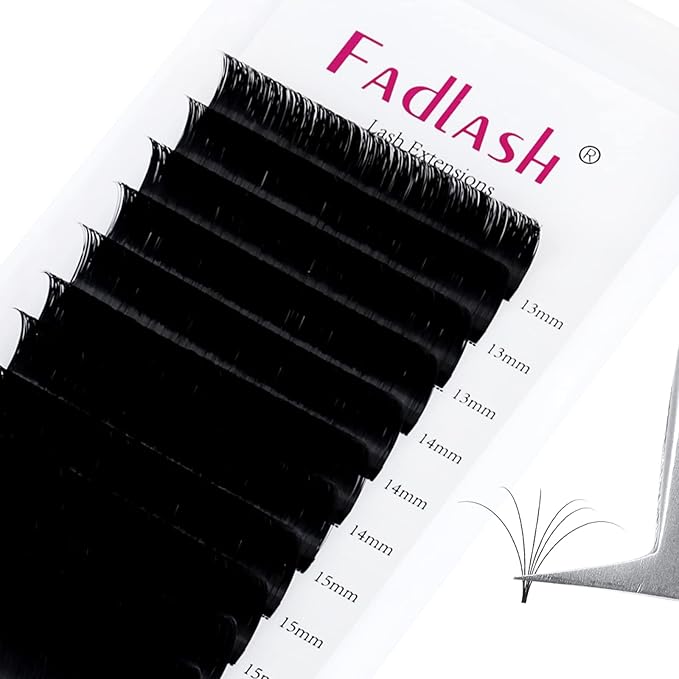 Mega Volume Lash Extensions 0.03-0.10mm C D DD L Curl 8-30mm Length Easy Fan Volume Lashes Self Fanning Eyelash Extensions 2D-20D (0.03-D, 13-16mm Mix)