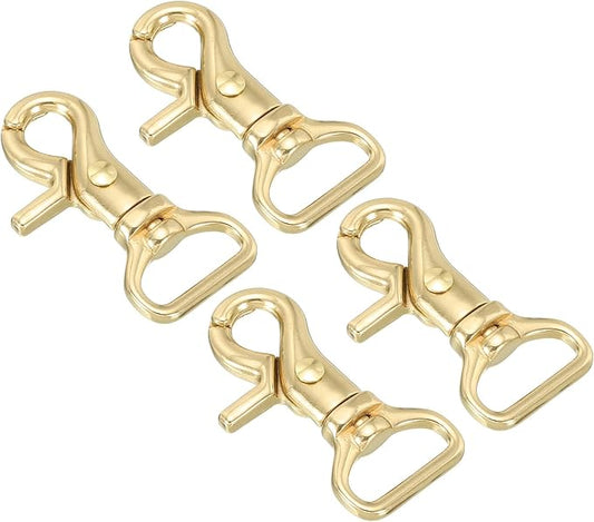 PATIKIL Lobster Clasp Keychains, 4 Pack 3/4 Inch Pure Brass Oval Lobster Clasps Swivel Trigger Snap Hook Purse Lanyard Clips for DIY Leather Craft