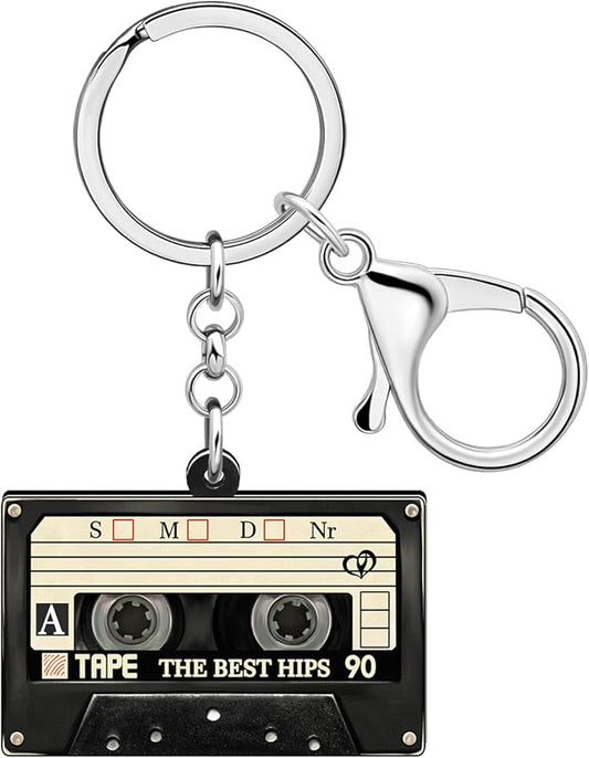 Acrylic Retro 80S 90S Magnetic Cassette Tape Keychain Car Backpack Key Ring Vintage Gifts For Women Music Lovers