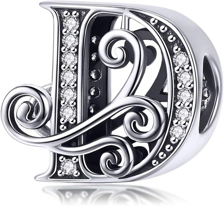 925 Sterling Silver Letter Charms for Pandora Bracelets Alphabet Initial Charms Beads Birthday Christmas Jewelry Gift for Women
