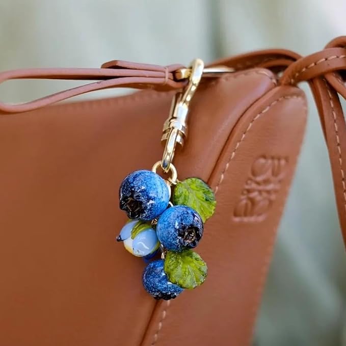 Blueberry Keychain Fruit Bag Charms Purse Charms for Handbags Tote Bags Cute Blue Fruit Accessories Gifts for Women