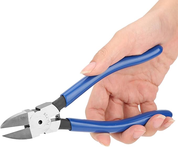 2PCS Blue Diagonal Flush Wire Cutting,7.1 Inch Diagonal Flush Wire Cutters,Portable Side Cutters Dikes Wire Cutters for Clean Cut Various Cables, TU-728