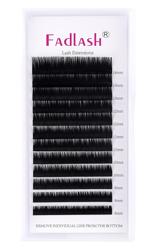 Eyelash Extensions FADLASH D Curl Lash Extensions Mixed Tray 8-14mm 0.20mm Silk Classic Eyelash Extensions Supplies (0.20-D, Mix 8-14mm)