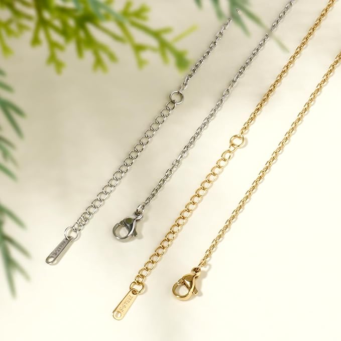 24PCS Rolo Cable Necklaces for Jewelry Making 2MM Stainless Steel Cable Link Chains Bulk for DIY Necklace