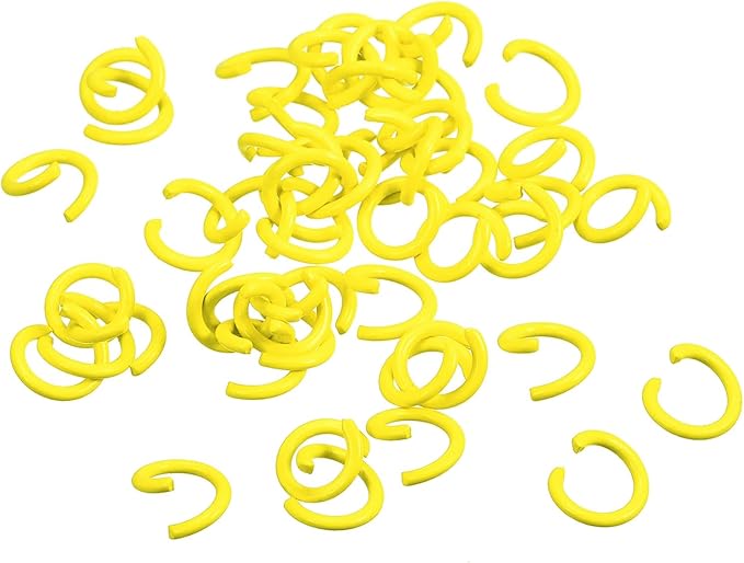 uxcell Open Jump Rings, 8mm Colorful O-Ring Connectors for DIY Crafts Jewelry Making, Carbon Steel, Yellow, 100Pcs