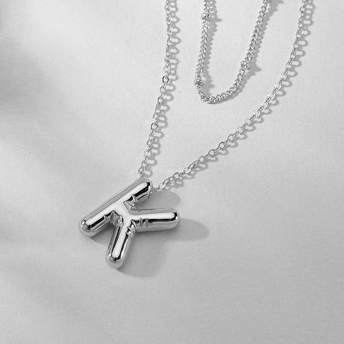 PANSHI Gold Initial Necklaces Gifts for Teen Girls Women Girlfriend Teen Girl Gifts Trendy Stuff Layered Bubble Letter Necklace Gold Jewelry Birthday Gift