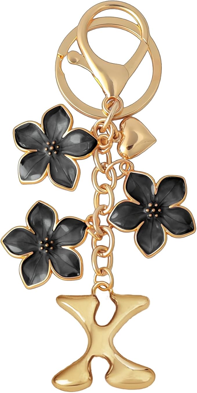 Snycler Bubble Initial Keychain Graceful Flower for bags car remote–A-Z Letter Charms for Women