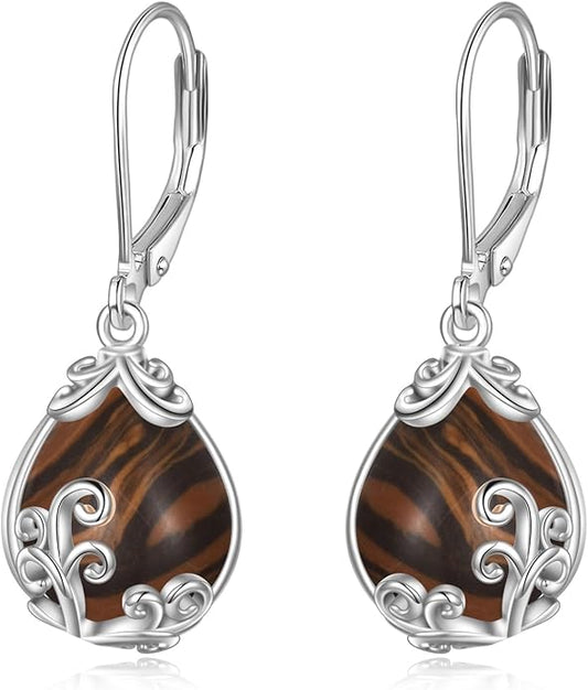 POPLYKE Celtic Filigree Teardrop Drop Dangle Earrings Sterling Silver Leverback Earrings Jewelry for Women