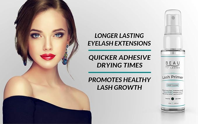 Lash Primer For Eyelash Extensions (40ml) - To Cleanse Lashes, Promote Healthy Lash Growth & Lengthen the Life Of Individual Faux Mink Lash Extensions - Removes Makeup Residue & Mascara Oil
