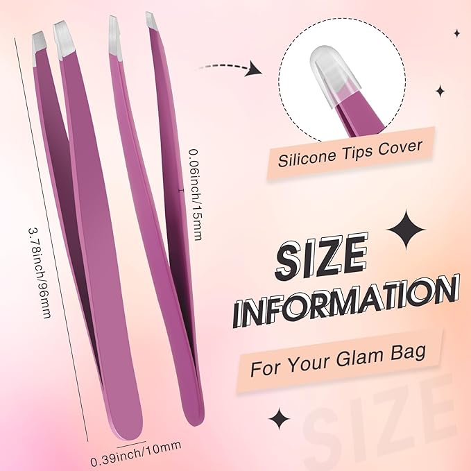 Mudder 12 Pcs Eyebrow Tweezers Set for Facial Hair Stainless Steel Slanted Tip Tweezers in Bulk for Men and Women (Multicolor)