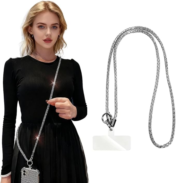 Phone Lanyard Crossbody with Hanging Loops, Clip and Go Strap for Phone with Zipper Wallet, Adjustable Elastic Phone Strap