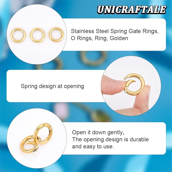 UNICRAFTALE 3Pcs 20.5mm 7 Gauge Spring Gate Rings 201 Stainless Steel Snap Clasps Round Carabiner Clips Snap Hooks Spring Keyring Buckle Clasps for Bag Purse Shoulder Strap Key Chains