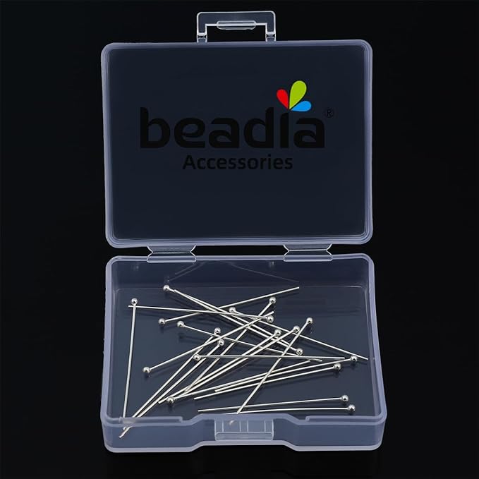 925 Sterling Silver Ball Head Pins 0.5x30mm 20pcs for Jewelry Making Findings