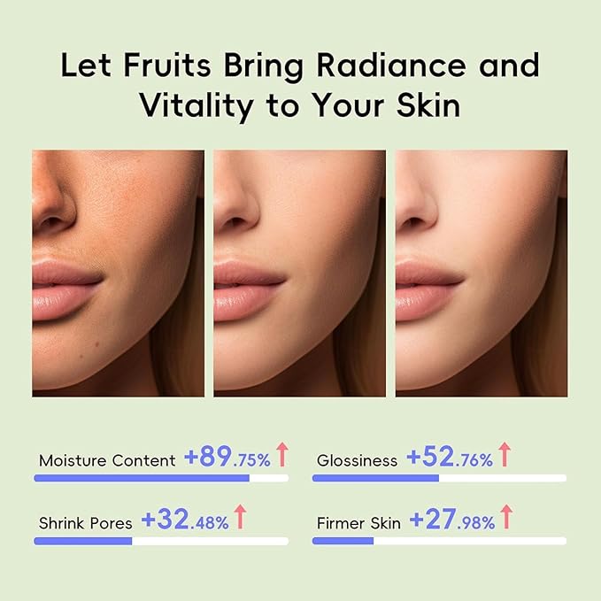 QUIYUM Skin Care Set, Fruit Women Birthday Christmas Beauty Gift Sets, Skin Care Kit with Cleanser, Serum, Eye Cream, Face Cream Travel Kit for Women, Gentle, Full Sizes 4pcs, Stocking Stuffers