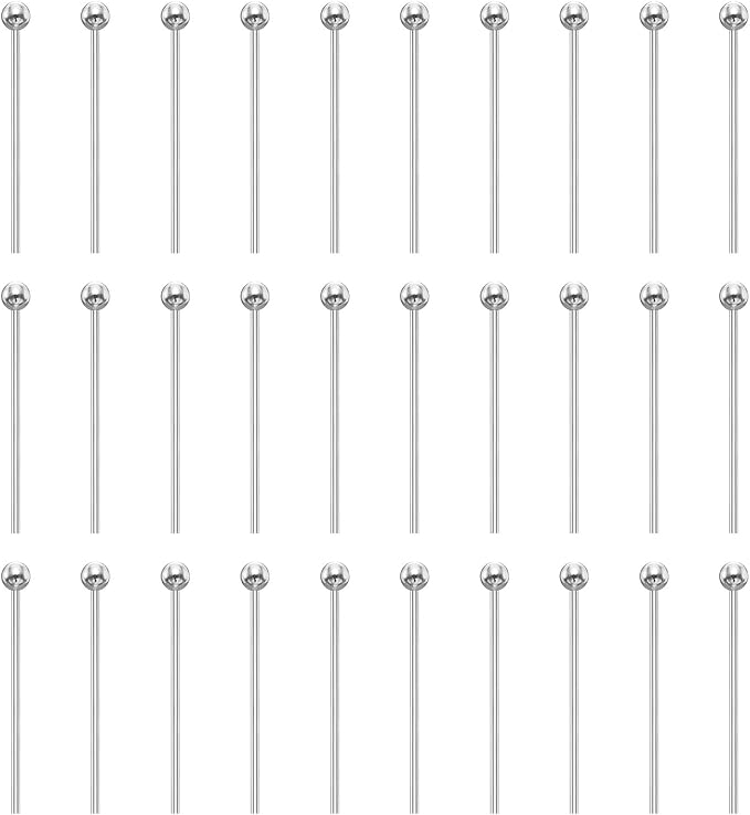 HARFINGTON 100pcs Ball Head Pins 0.63" 16mm Round Head Pins for Earring Pendant Necklace Bracelet Charm Jewelry Making Findings DIY Craft, Silver Tone