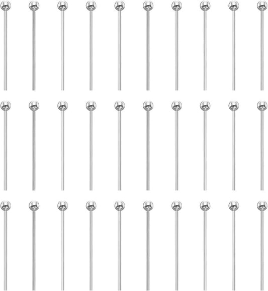 HARFINGTON 100pcs Ball Head Pins 0.63" 16mm Round Head Pins for Earring Pendant Necklace Bracelet Charm Jewelry Making Findings DIY Craft, Silver Tone