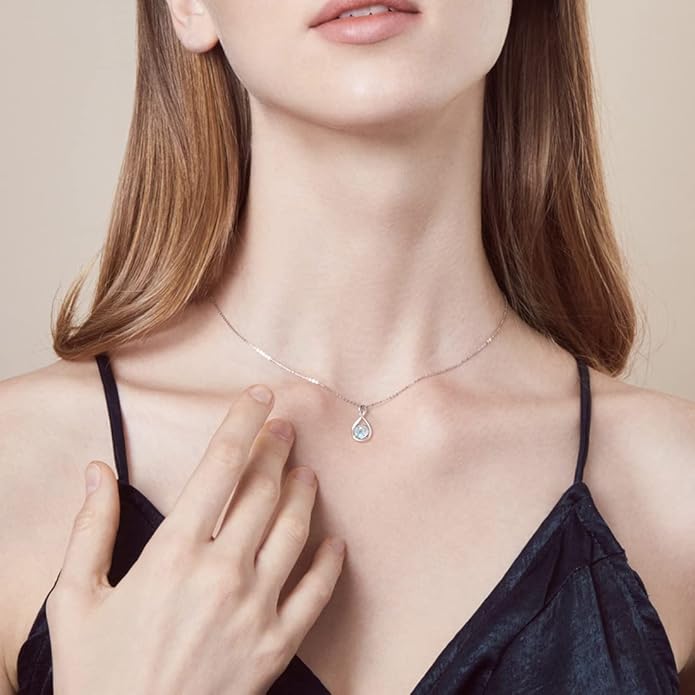 FANCIME 14K Solid Gold Birthstone Pendant with Sterling Silver Chain Infinity Gemstone Necklace Fine Jewelry Anniversary Birthday Christmas Gifts for Women Wife Her