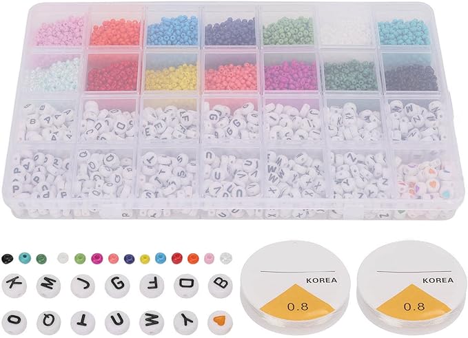 plplaaoo Letter Beads Alphabet Beads Plastic Beads Craft Beads 6303PCS DIY Jewelry Making Kit with Storage Box for Necklace Bracelet Hand Eye Coordination Kids Adults Gift
