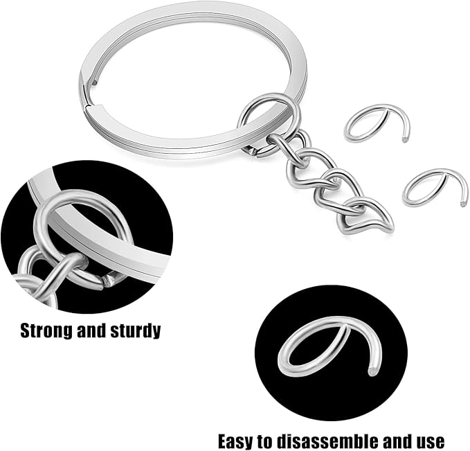 10Pcs Keychain Key Ring with Chain Bulk Split Key Chain,1.1 Inch Key Chains Parts with Open Jump Ring Connector for Jewelry Making Crafts (White K)