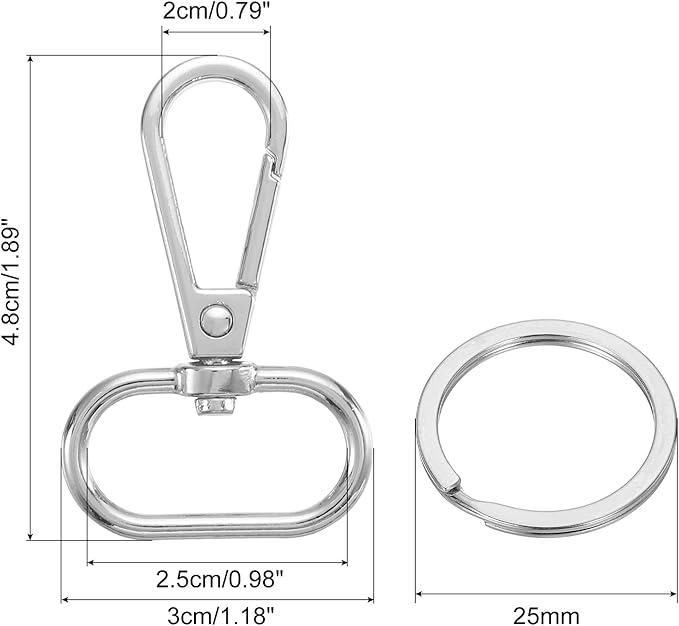 uxcell 12 Pcs Swivel Clasp Hook, 0.98" Purse Snap Clasps Detachable for Bag, Silver