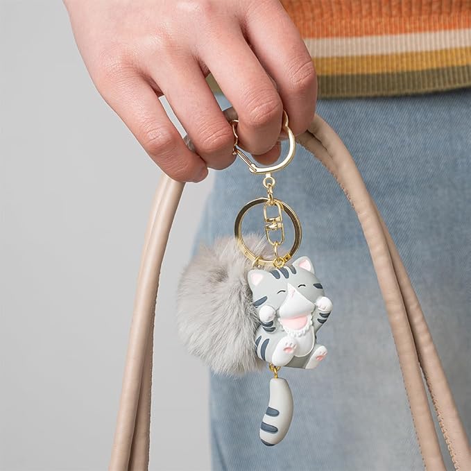 Cat Keychain bag charms for handbags Cute Keychains for Women Kawaii Cat Backpacks Accessories cat plush keychain