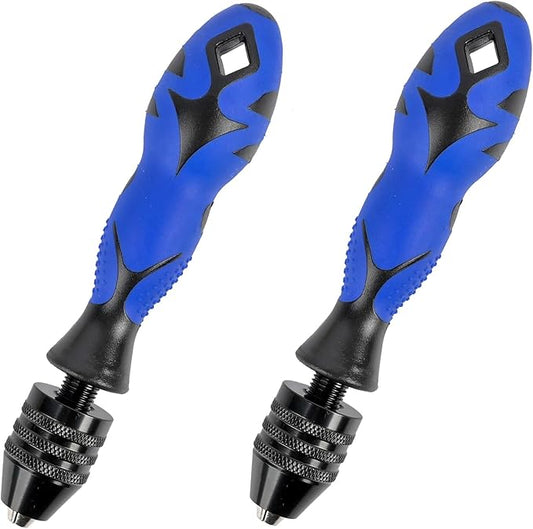 2Pcs Pin Vise Adjustable 0.8~6.5mm Pin Vise Hand Drill Tool for Wood, Jewelry, plastic model, Beads, Clay Etc
