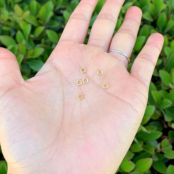 500pcs Open Jump Ring 4mm (0.16 Inch) Small O Ring Connector (Wire 0.8mm/20 Gauge) 18K Yellow Gold Plated Brass for DIY Craft Jewelry Making CF84-4