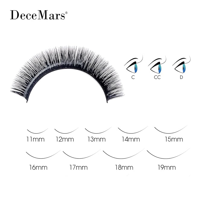 DeceMars Automatic Rapid Blooming Eyelash Extensions Self Fanning Easy Fans 1 Second Flowering Fake Lashes 2D~10D Russian Volume Eyelashes Matte Black-0.05mm-B-8-16mm Mix
