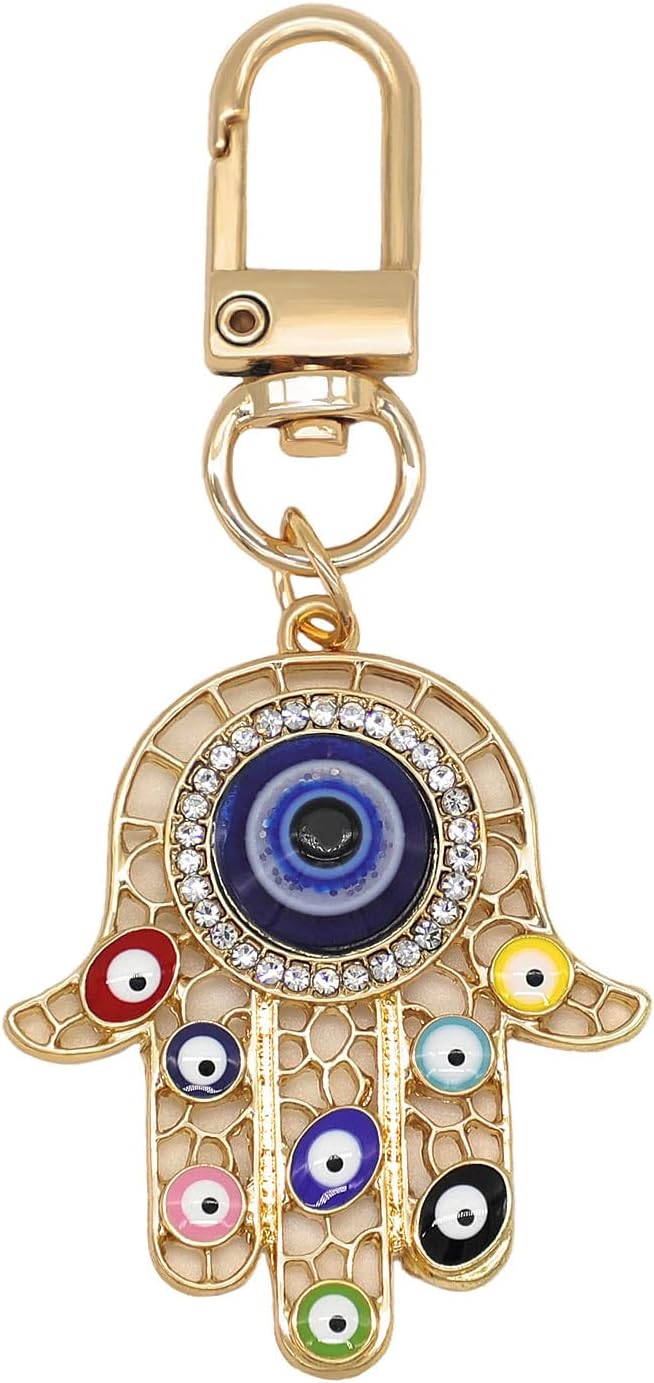 Evil Eye Keychain Hamsa Hand keychain Protection Charm for Men Women Car Key Ring Bag Purse Accessories