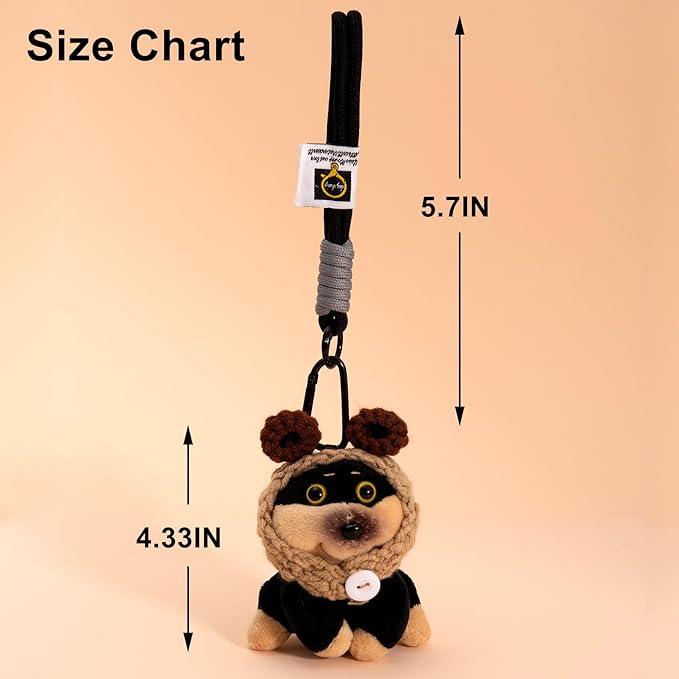 YOU WIZV Cute Dog Plush Keychain for Women - Kawaii Stuffed Animal Charm for Purse, Backpack & Bag Accessories