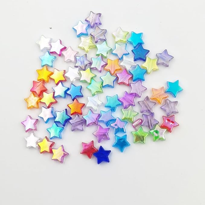 INSPIRELLE 600 Pieces Acrylic Star Beads AB Finish Spacer Beads for Jewelry Craft Making