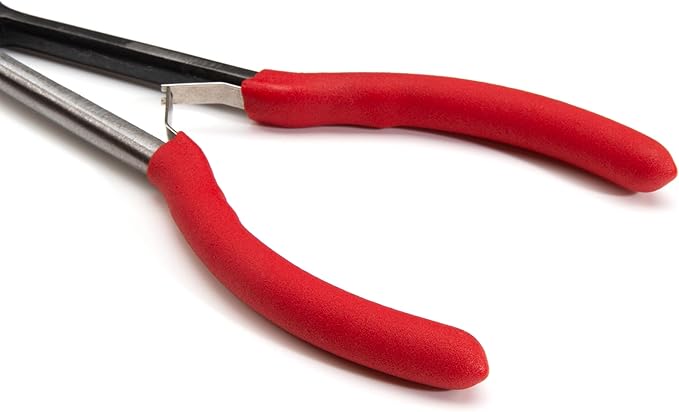 Steelman 11-inch Extra-Long Reach Flat Nose Duckbill Pliers, Textured Jaws for Grip, Spring Assist, Durable Steel, 3-⅛-inch Jaws, Dipped Handles