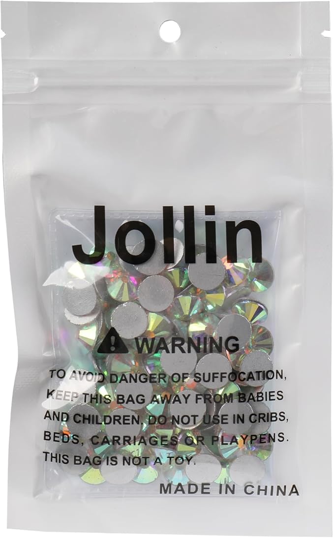 Jollin 144pcs Glue Fix Crystal Flatback Rhinestones Glass Diamantes Gems for Crafting Nail Art Crafts Decorations Clothes Shoes 10.0mm (ss50, Crystal AB)