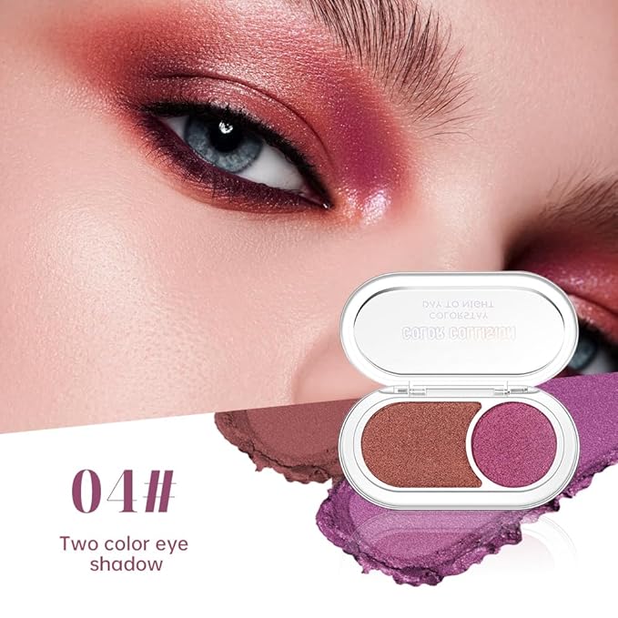 Shimmer Metallic Eyeshadow Palette – Copper Rose & Magenta Pink, High Pigment Long-Lasting Blendable Glitter Eye Shadow for Daily Makeup, Soft Glam, Date Looks & Romantic Pink Rose Eye Makeup