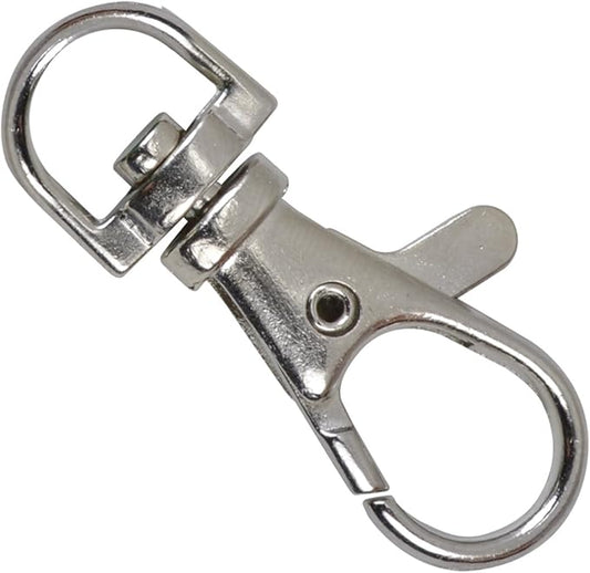 Bulk 25 Pack - Premium Metal Lobster Claw Clasp Hook Craft Findings - 1.5 Inch Clip with Trigger Snap and Round Eye Swivel D Ring by Specialist ID (Silver)