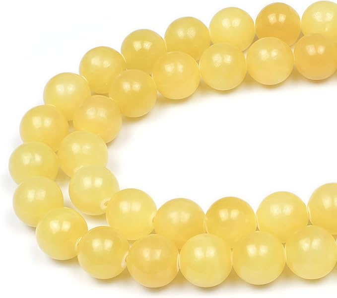 MJDCB Stone Beads Yellow Jade Round Loose Beads for Jewelry Making DIY Bracelet Necklace 4mm